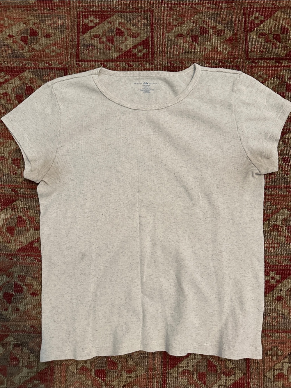 Brandy Melville Classic Crewneck Cotton Tee - Light Heather gray Size S
